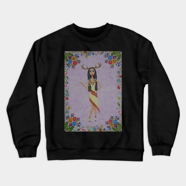 Deer Woman (Fairy Tale Fashion Series 5) Crewneck Sweatshirt by DebiCady